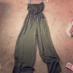 Strapless, silk jumpsuit